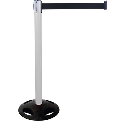 Plastic belt barrier posts - white - black